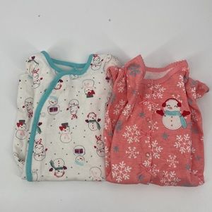 Koala Baby Snap Buttons Overall Footed Coral Snow Man Print Multicolor Size 3M
